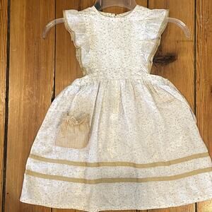 Vintage Handmade Toddler 3T/4T Floral Apron Dress Cottage